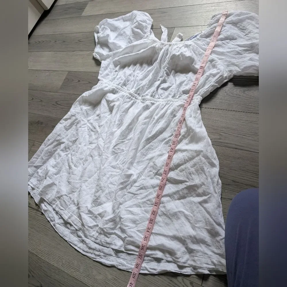 Old Navy White Puff‎ Sleeve Tie Back Cut Out Dress Size XXL